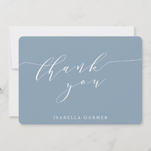 Minimal Classic Dusty Blue Bridal Shower Custom Thank You Card