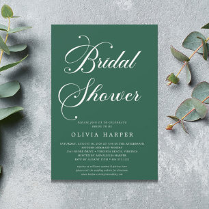 Minimal Classic Emerald Green Script Invitation