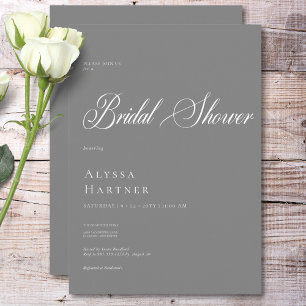 Minimal Classic Grey & White Bridal Shower Invitation