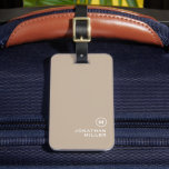 Minimal Classic Monogram Beige Luggage Tag<br><div class="desc">Modern luggage tag design features a beige background,  with your monogram initial and name in white a simple stylish professional look.</div>