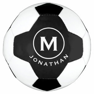 Minimal Classic Monogram Black White Football