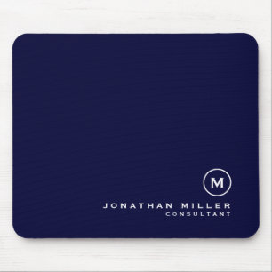 Minimal Classic Monogram Navy Blue Mouse Mat