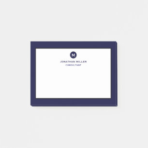 Minimal Classic Monogram Navy Blue Post-it Notes