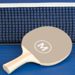 Minimal Classic Monogram Ping Pong Paddle<br><div class="desc">Minimal monogrammed design features your initials and name in white typography on a beige background for a clean,  simple stylish look.</div>