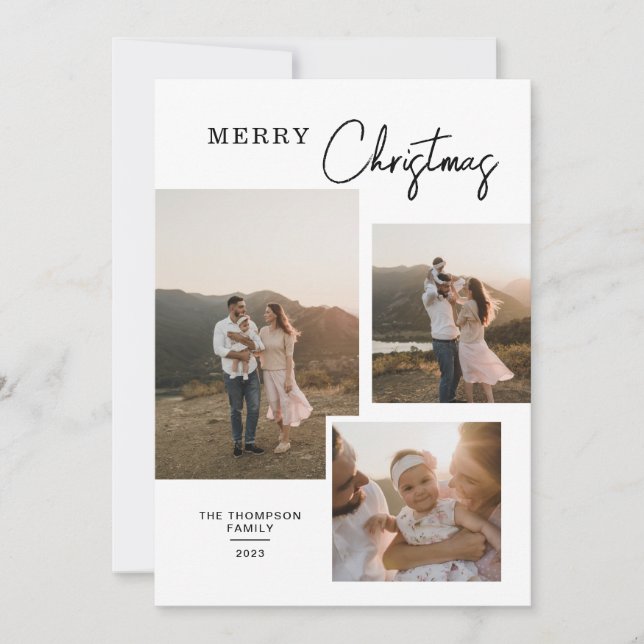 Minimal Classic Multi Photo Christmas Holiday Card (Front)