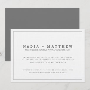Minimal classic navy blue and white wedding invitation