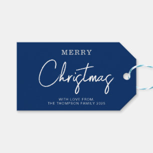 Minimal Classic Navy Blue Christmas Holiday  Gift Tags