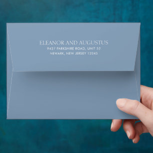 Minimal Classic Simple Elegant Dusty Blue Wedding Envelope