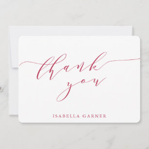 Minimal Classic White Magenta Bridal Shower Custom Thank You Card