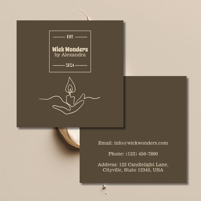 Minimal Classical Apothecary Candle Square Business Card (Creator Uploaded)