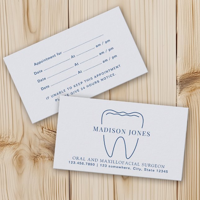 Minimal Classy Blue Dentist Appointment Business Card (Creator Uploaded)
