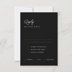 Minimal Classy Calligraphy Black Wedding RSVP Card