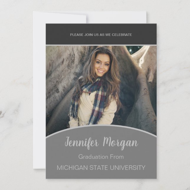 Minimal Classy Photo Graduation Invitation (Front)