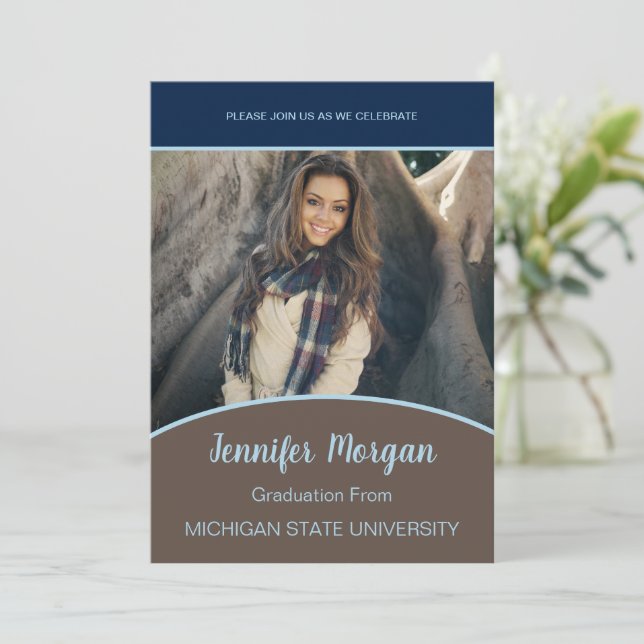 Minimal Classy Photo Graduation Invitation (Standing Front)