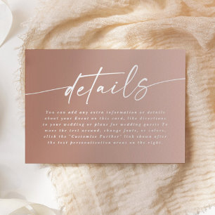 Minimal Clay & Blush Ombre Fade Wedding Details Enclosure Card