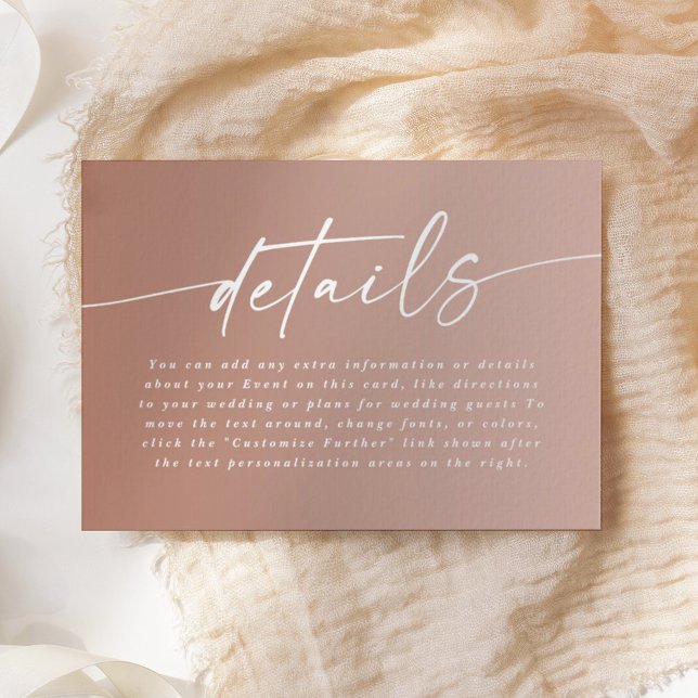 Minimal Clay & Blush Ombre Fade Wedding Details Enclosure Card (Creator Uploaded)