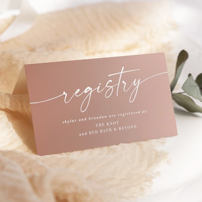 Minimal Clay & Blush Ombre Fade Wedding Registry Enclosure Card (Creator Uploaded)