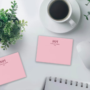 Minimal Clean Initials Pink Burgundy Post-it Notes
