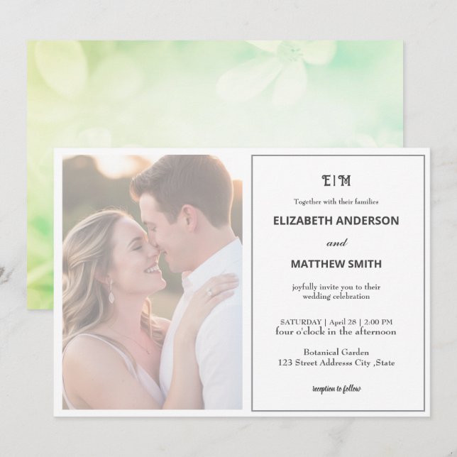 minimal clean neutral bohemian wedding invitation (Front/Back)