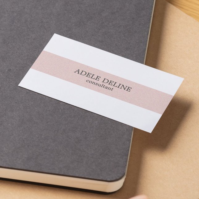 Minimal Clean Pale Pink Texture Stripe White Business Card (Creator Uploaded)