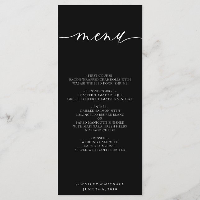 Minimal Clean Simple Modern Black Wedding Programme (Front)