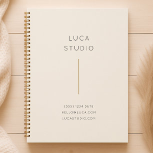 Minimal Clean Simple Modern QR Code Gold and Cream Notebook