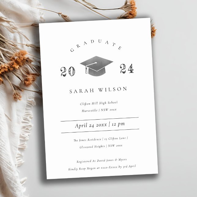 Minimal Clean Simple Silver Foil Graduation Party Invitation (Creator Uploaded)