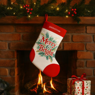 Minimal Clean Simple Xmas Red White Small Christmas Stocking
