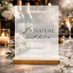 Minimal Clear Acrylic Signature Cocktails Wedding Sign