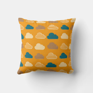 Minimal Clouds Pattern – Orange Sky Vibes Cushion