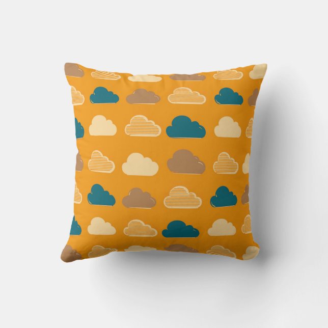 Minimal Clouds Pattern – Orange Sky Vibes Cushion (Back)