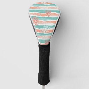 Minimal Coastal Coral Pattern Golf Head Cover
