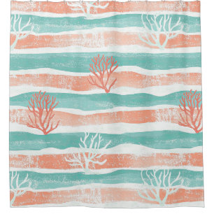 Minimal Coastal Coral Pattern Shower Curtain
