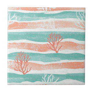 Minimal Coastal Coral Pattern Tile