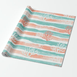 Minimal Coastal Coral Pattern Wrapping Paper