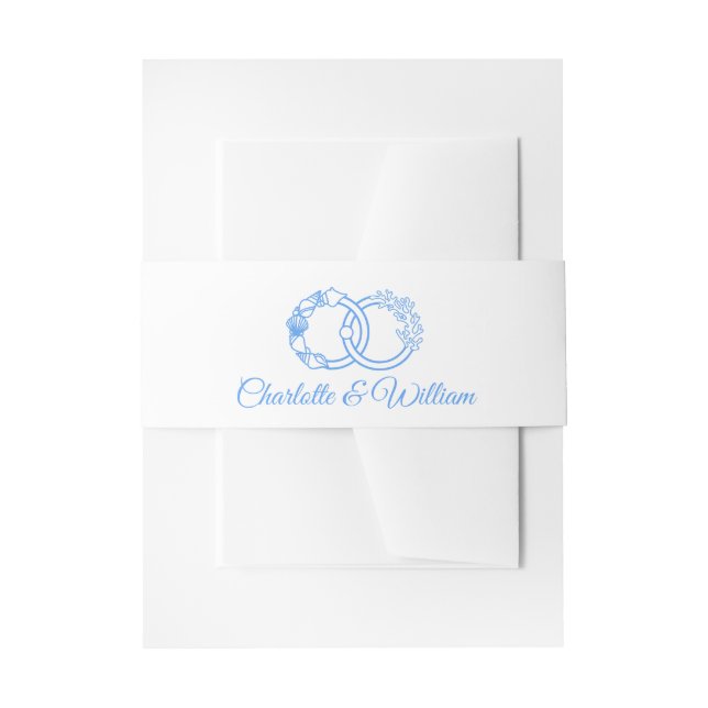 Minimal Coastal Interlocking Rings Invitation Belly Band (Front Example)