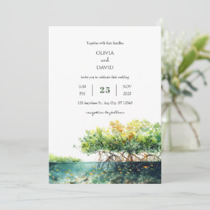 Minimal Coastal Mangrove Underwater Beach Wedding  Invitation