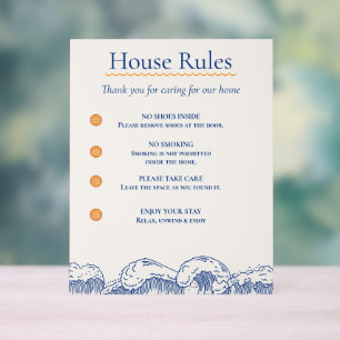 Minimal Coastal Sand Dollar House Rules Sign