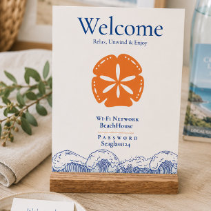 Minimal Coastal Sand Dollar Wi-Fi Sign for Guests