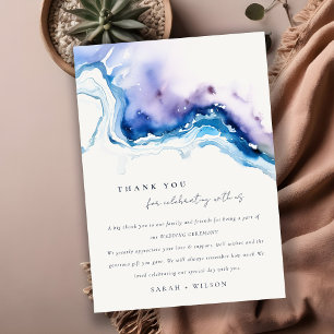 Minimal Coastal Sea Beach Watercolor Wedding Thank You Card