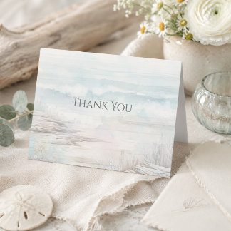 Minimal Coastal Watercolor  Thank You Card