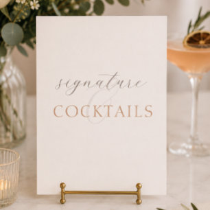 Minimal Cocoa Brown Bar Wedding Table Sign