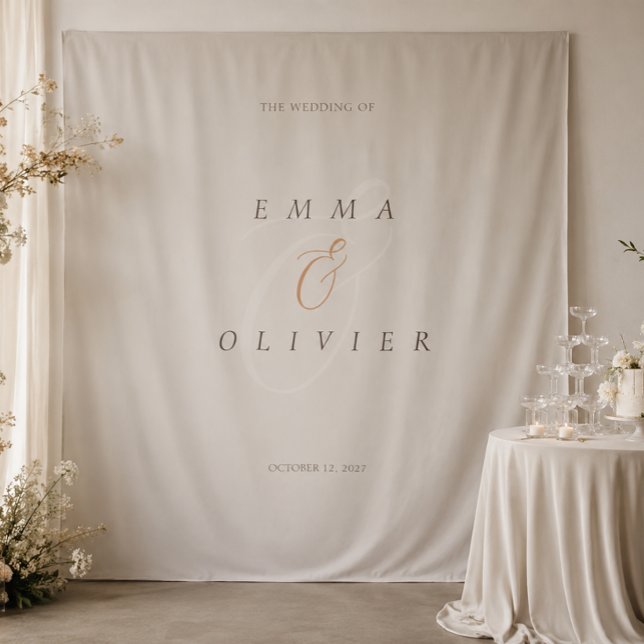 Minimal Cocoa Brown Editorial Wedding Backdrop  Tapestry (Minimal Cocoa Brown Editorial Wedding Backdrop)