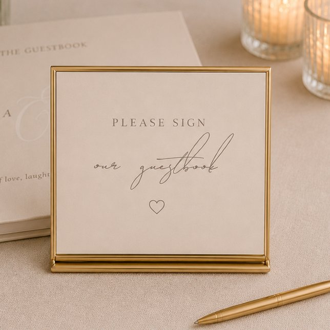 Minimal Cocoa Brown Guestbook Wedding Table Sign (Minimal Cocoa Brown Guestbook Wedding Table Sign)