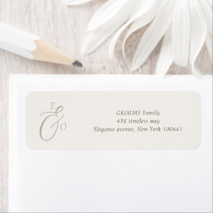 Minimal Cocoa Brown Monogram Wedding Address Label