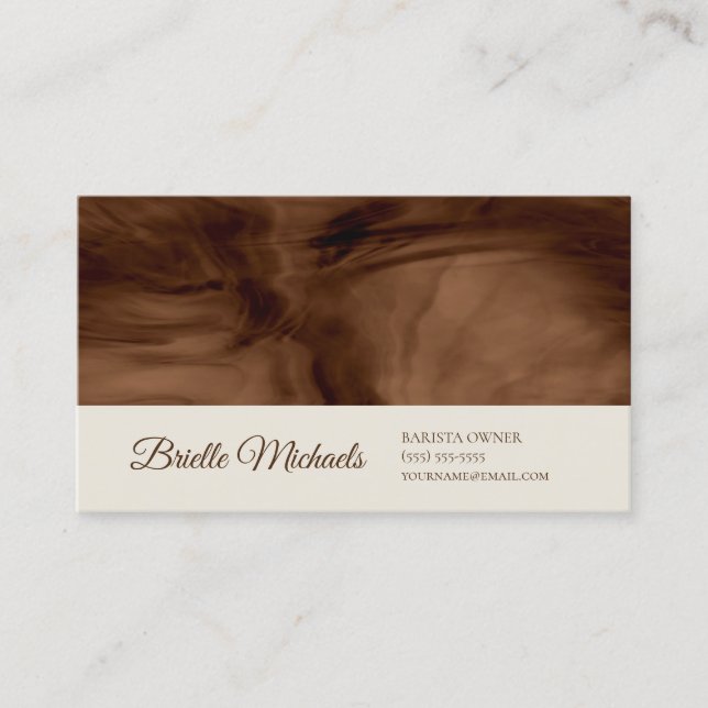 Minimal Coffee Brown Liquid Simple Barista Owner Business Card (Front)