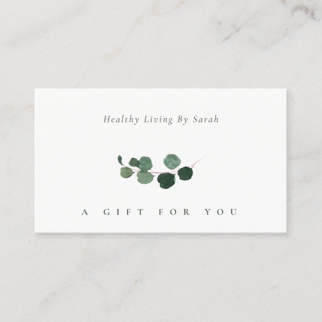 Minimal Coin Eucalyptus Foliage Gift Certificate (Front)