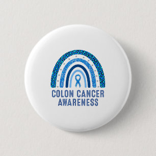 Minimal Colon Cancer Awareness Blue Ribbon 6 Cm Round Badge