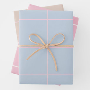 Minimal Color Grid Check Pattern Wrapping Paper Sheet