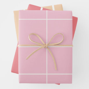 Minimal Color Grid Check Pattern Wrapping Paper Sheet